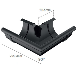 BRYZA PVC Narożnik 125mm / ZEWNĘTRZNY (kąt 90°) Czarny (RAL 9005)
