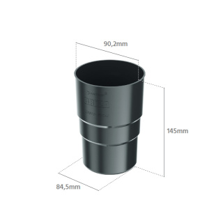 BRYZA PVC Złączka rury 90mm (mufa) Brąz (RAL 8017)
