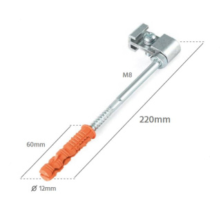Bryza Hak/Śruba M8 do obejmy PVC (z kostką) + kołek / 220mm