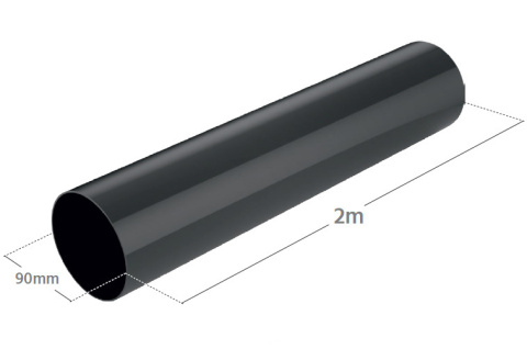 Bryza PVC Rura Spustowa 2 mb 90 mm Grafit (RAL 7021) Bryza PVC Rura Spustowa 2 mb 90 mm Grafit (RAL 7021)