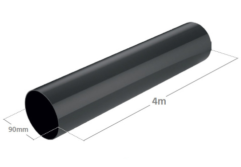 Bryza PVC Rura Spustowa 4 mb 90 mm Grafit (RAL 7021) Bryza PVC Rura Spustowa 4 mb 90 mm Grafit (RAL 7021)