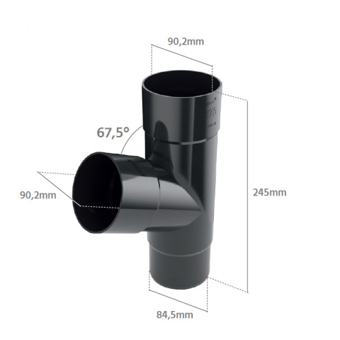 BRYZA PVC Trójnik 90/90/90mm (kąt 67,5°) Grafit (RAL 7021) BRYZA PVC Trójnik 90/90/90mm (kąt 67,5°) Grafit (RAL 7021)