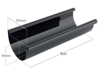 Bryza PVC Rynna 4 mb 125 mm Czarny (RAL 9005)