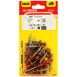 Wkręty Farmerskie 4,8x35 Ral 8004 Farmery Blister 20szt Bwfd-48035 Klimas