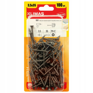 Wkręty Do Drewna Płyt Gk 3,5x35mm Czarne Ph2 Blister 100szt Klimas Bgd-35035