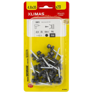 Wkręty Farmerskie 4,8x35 Ral 7016 Farmery Blister 20szt Bwfd-48035 Klimas