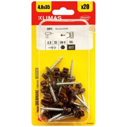 Wkręty Farmerskie 4,8x35 Ral 8017 Farmery Blister 20szt Bwfd-48035 Klimas