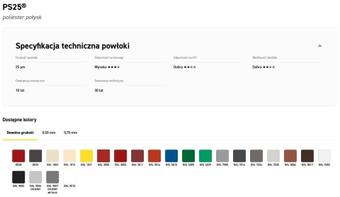 Blacha Płaska Powlekana Blachy Pruszyński - arkusz 1250x2000 mm