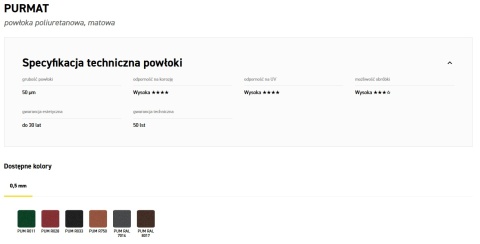 Blacha Płaska Powlekana Blachy Pruszyński - arkusz 1250x2000 mm