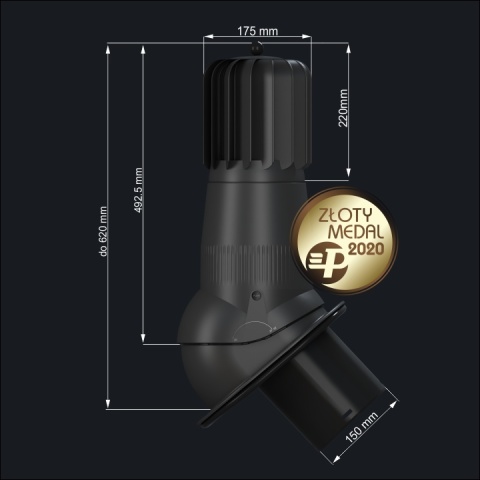 Kominek Wentylacyjny Obrotowy Turbowent EVO DN150 z Odpływem Kondensatu – Wirplast