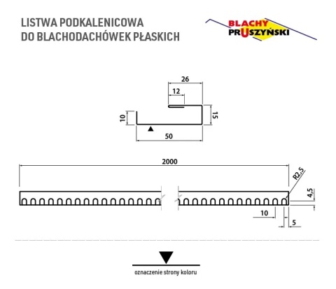 Listwa podkalenicowa do blachodachówek płaskich Pruszyński