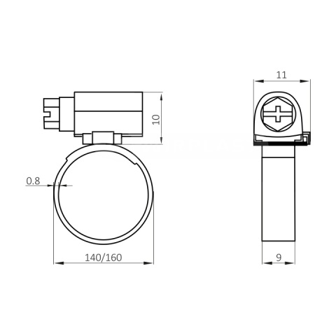 Obejma Ślimakowa Nierdzewna 140–160 mm – W4 (Inox)